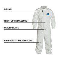 DuPont Tyvek 400 TY125S Disposable Protective Coverall with Elastic Cuffs, White (Pack of 25)