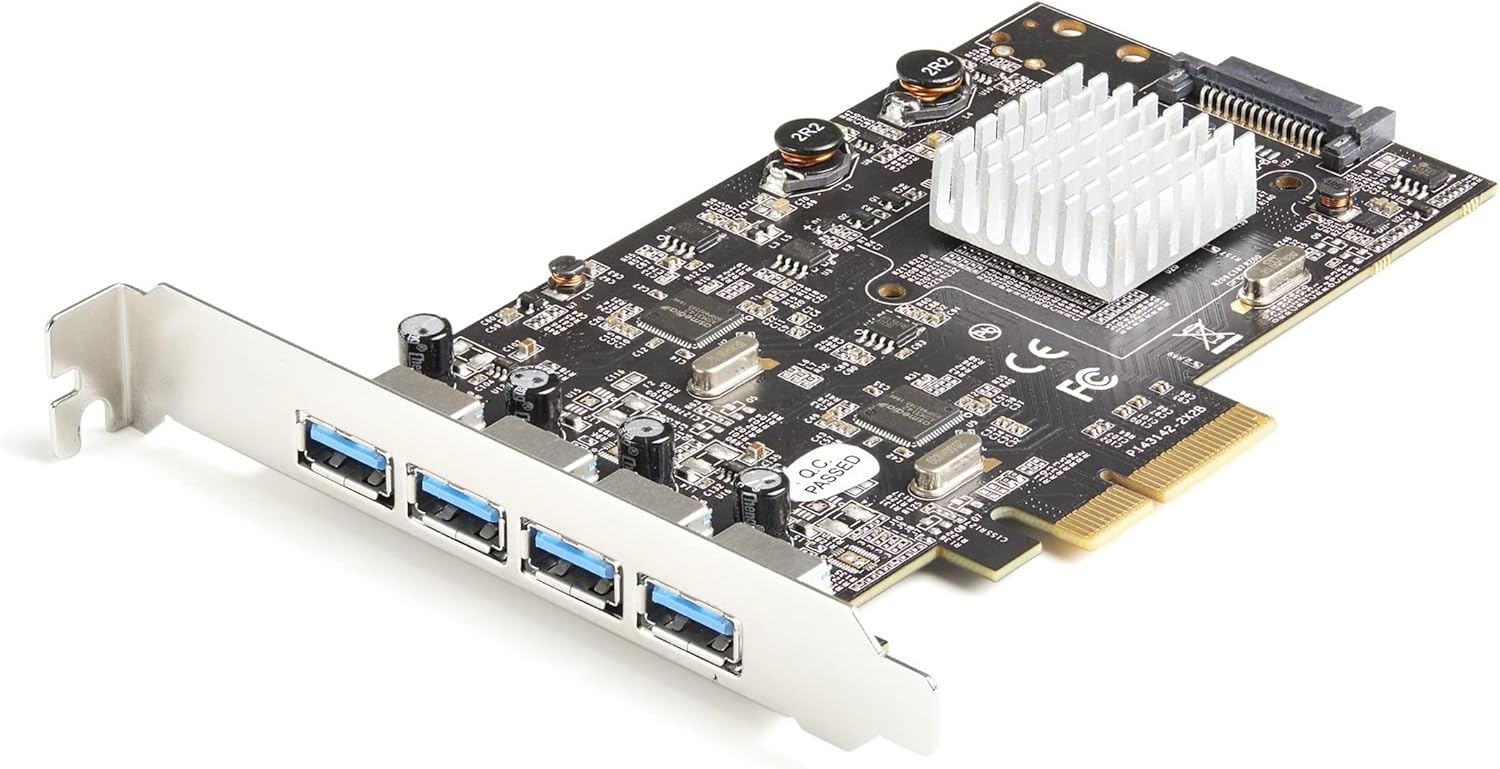 4-Port USB PCIe Card - 10Gbps USB 3.1/3.2 Gen 2 Type-A PCI Express Expansion Card with 2 Controllers - 4X USB