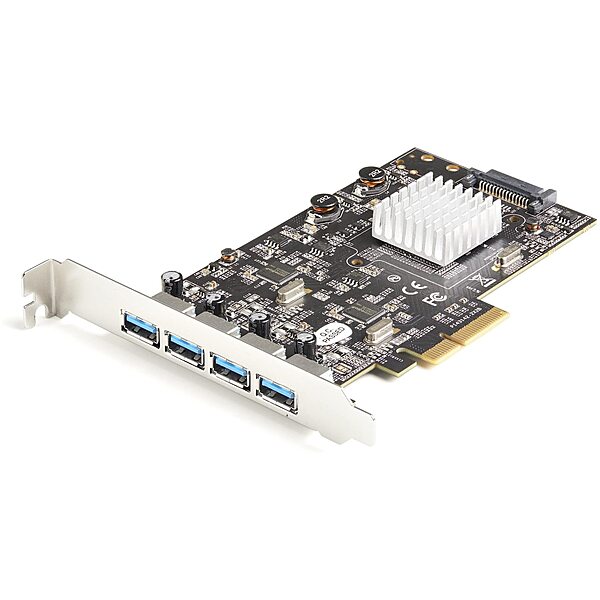 4-Port USB PCIe Card - 10Gbps USB 3.1/3.2 Gen 2 Type-A PCI Express Expansion Card with 2 Controllers - 4X USB-A - USB PCIe Add-On Adapter Card - Windows/Mac/Linux 4 USB-A