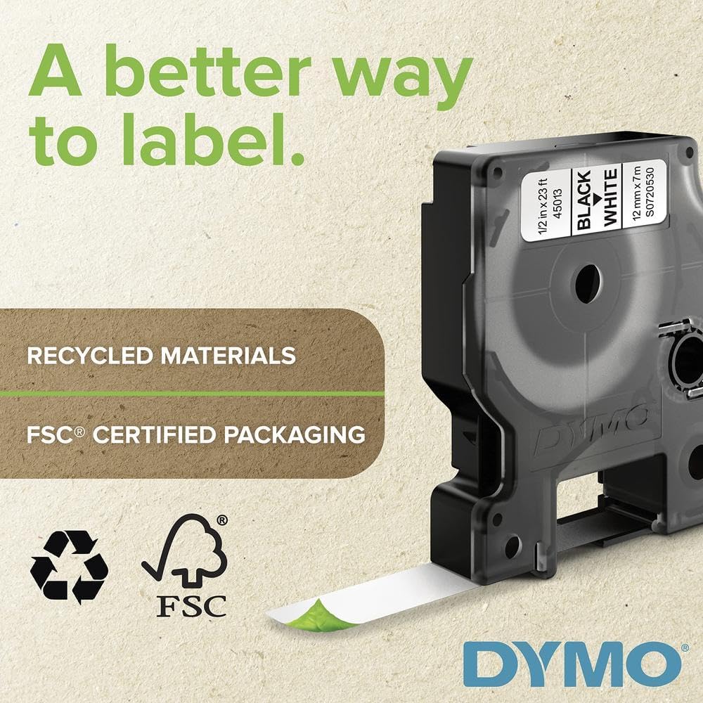 DYMO Permanent Polyester Industrial Label Tape, Clear with Black Print