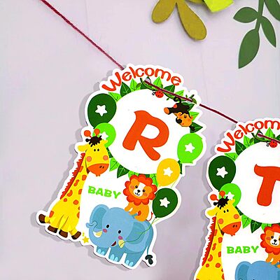 Happy Birthday Banner – Animal Face Jungle Theme