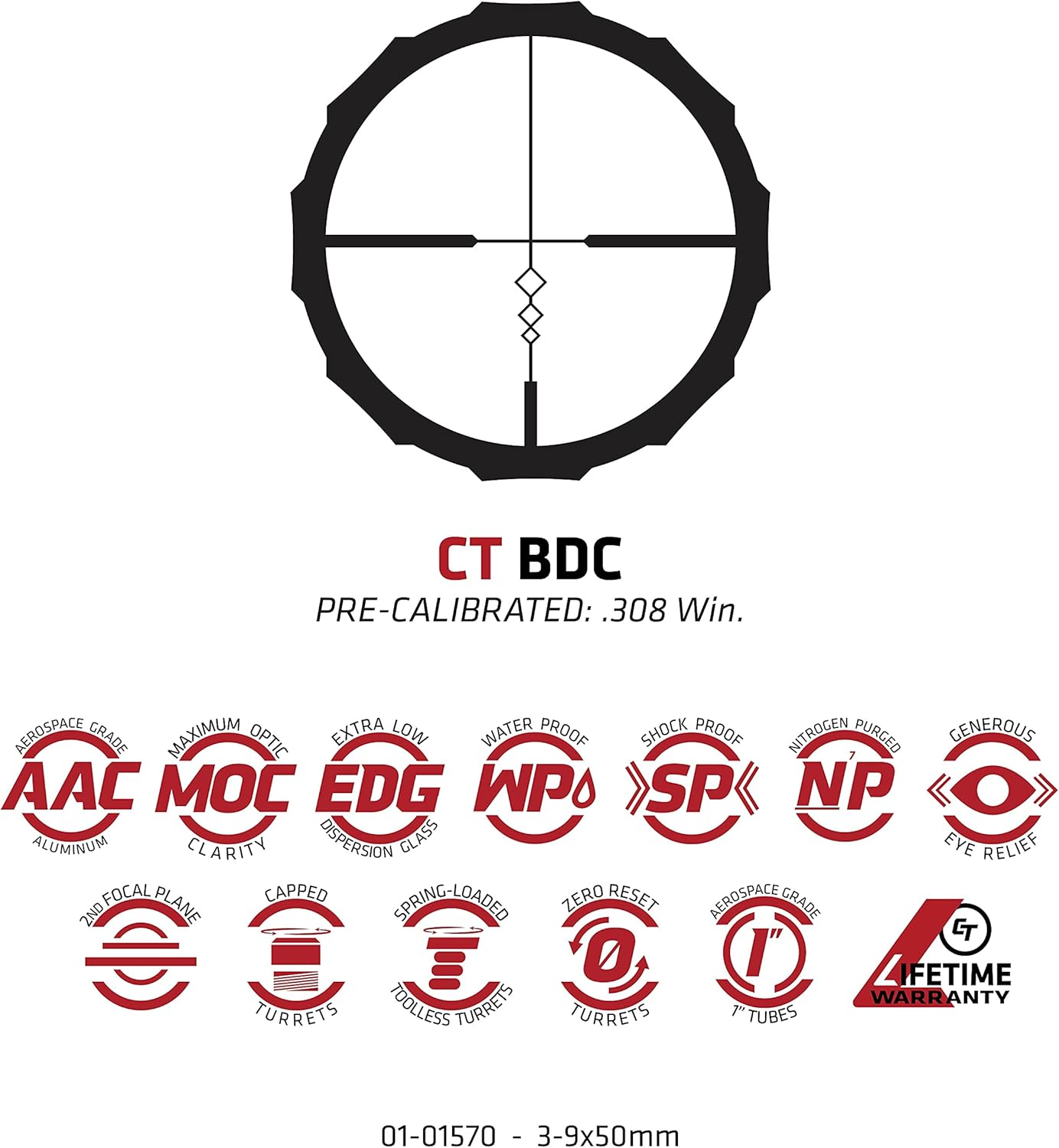 Crimson Trace Brushline 3-9x50mm Riflescope with SFP, BDC Reticle, Lightweight Solid Construction