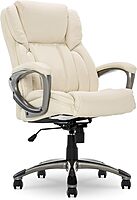 Serta Executive Office Chair, Adjustable Ergonomic Computer Chair with Layered Body Pillows, Waterfall Seat Edge, Bonded Leather, Ivory White