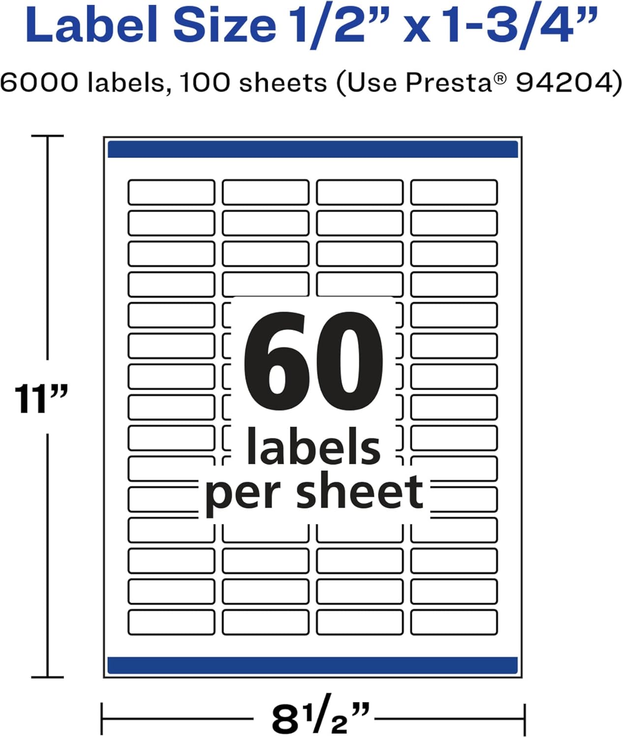 Avery Glossy White Rectangle Labels, Sure Feed Technology, 0.5 x 1.75 in, Print-to-The-Edge, Permanent Adhesive