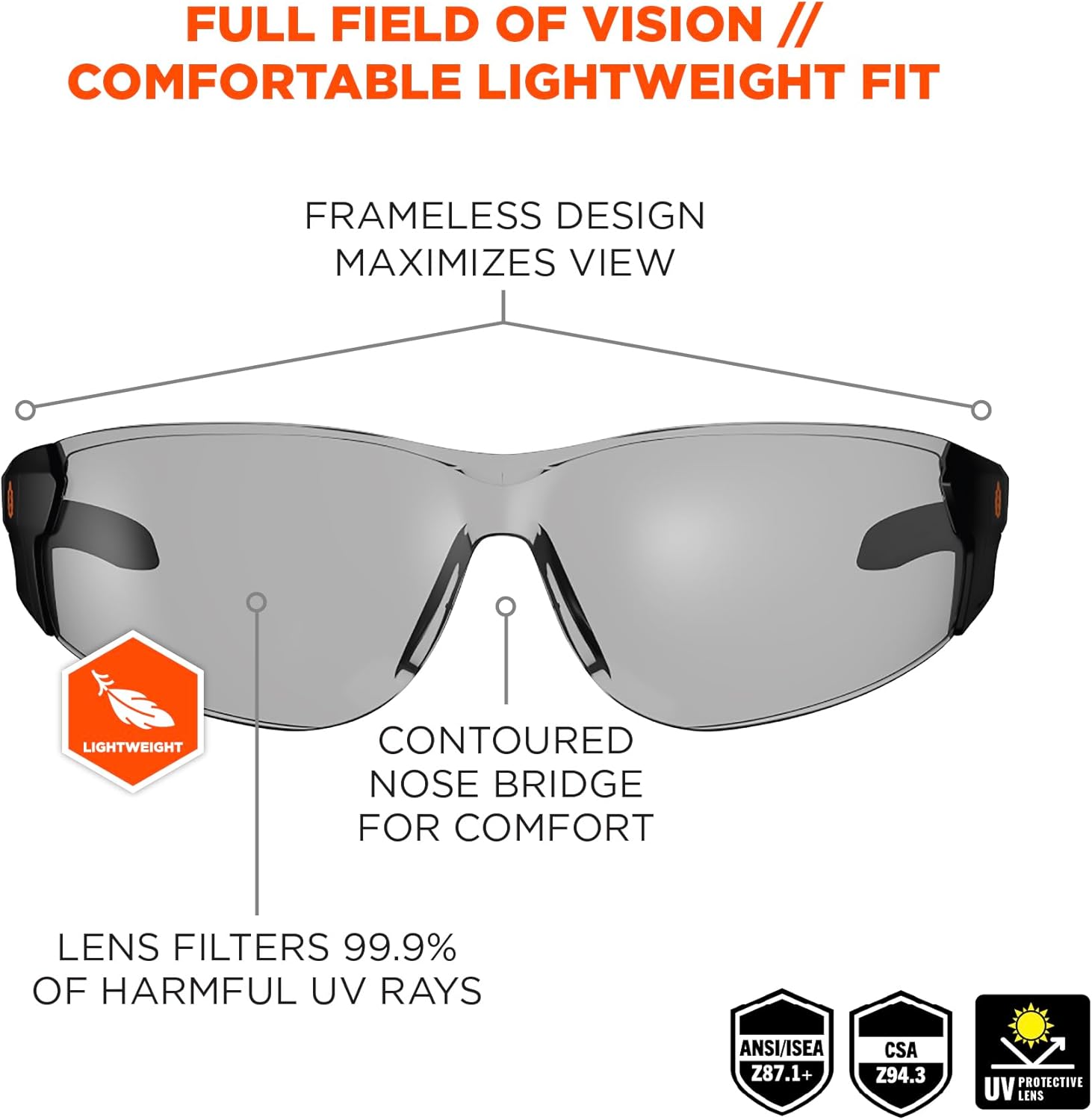ERGODYNE Skullerz SAGA Frameless Safety Glasses
