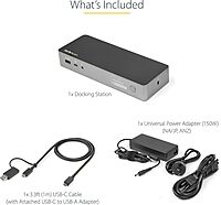 StarTech.com Universal Laptop Docking Station, Hybrid USB-C/USB-A Dock, Dual 4K DP/HDMI, 100W PD, Mac/Windows/Chrome OS, NIC