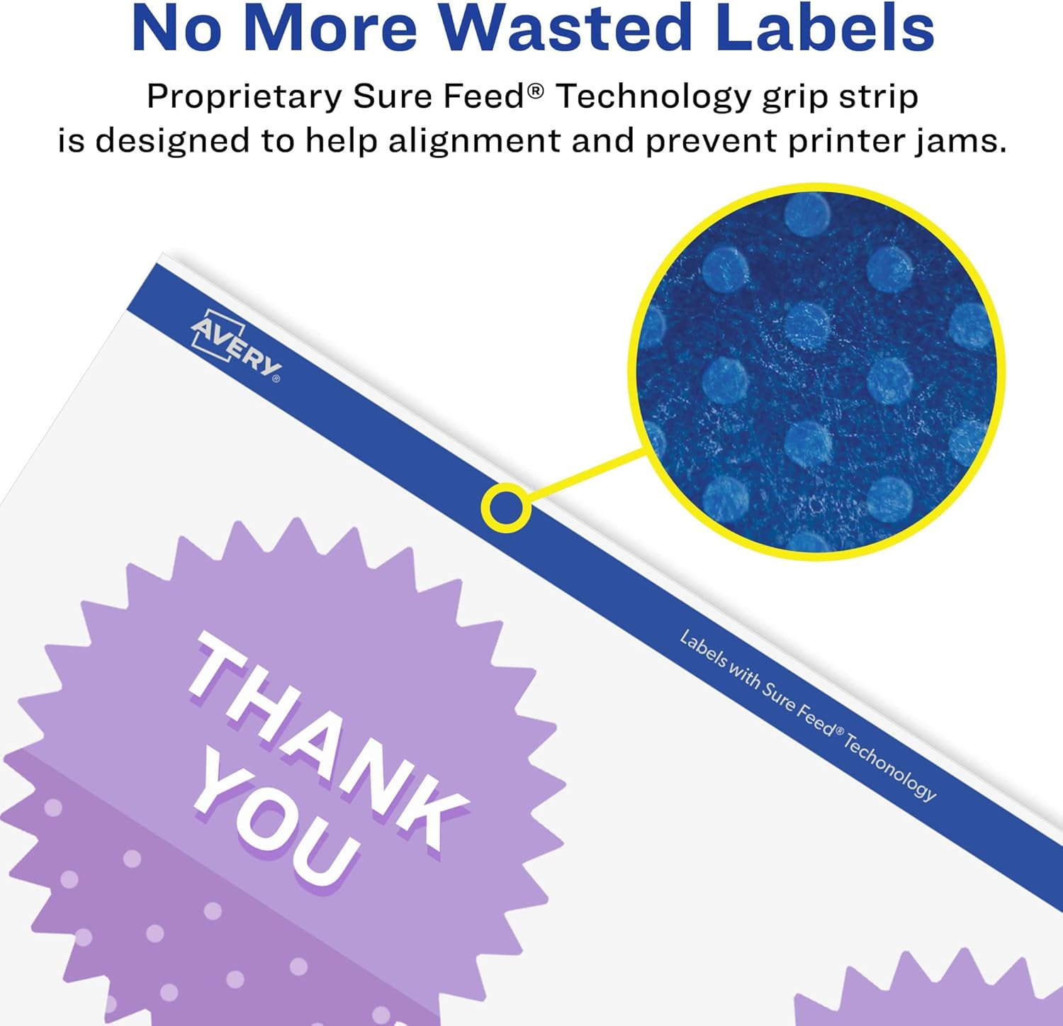 Avery Glossy White Starburst Labels, Sure Feed Technology, 3", Print-to-the-Edge, Permanent Adhesive, Laser/Inkjet Printable