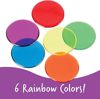 Learning Resources Transparent Color Counting Chips - 250 Pieces, Ages 5+, Math Counters for Kids, Counting Chips