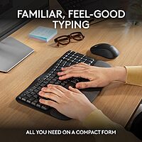 Logitech Wave Keys MK670 Wireless Ergonomic Keyboard And Signature M550 L Wireless Mouse Combo, Graphite, 920-012059