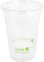 Planet+ 100% Compostable PLA Lids for 9/12/16/20/24-Ounce Clear Cold Cups, Flat Style, 1000-Count Case