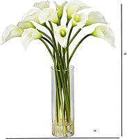 Nearly Natural Mini Calla Lily Silk Flower Arrangement Cream