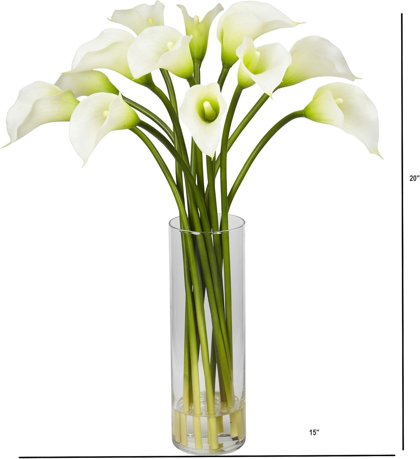 Nearly Natural Mini Calla Lily Silk Flower Arrangement Cream