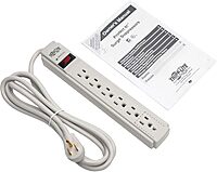 Tripp Lite Surge Protector Power Strip 120V 6 Outlet 8' Cord 990 Joule Flat Plug Gray
