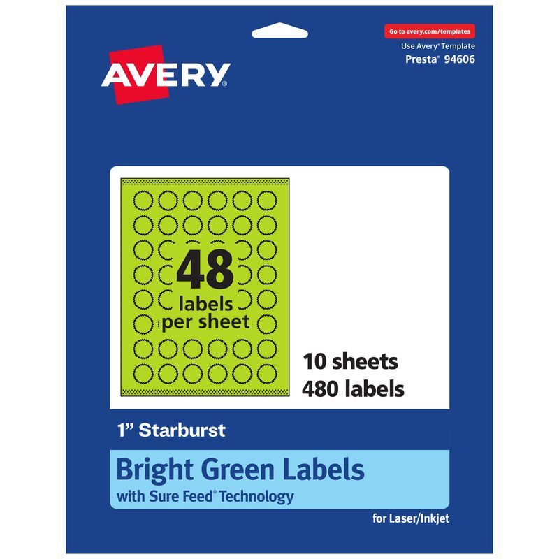 AVERY Printable Starburst Labels with Sure Feed Technology