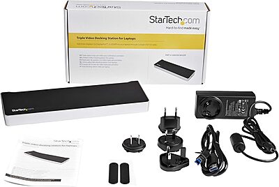 StarTech.com Triple Monitor USB 3.0 Docking Station, 2x 4K DisplayPort & HDMI, USB Type A Universal Laptop Dock, Windows/Mac, TAA