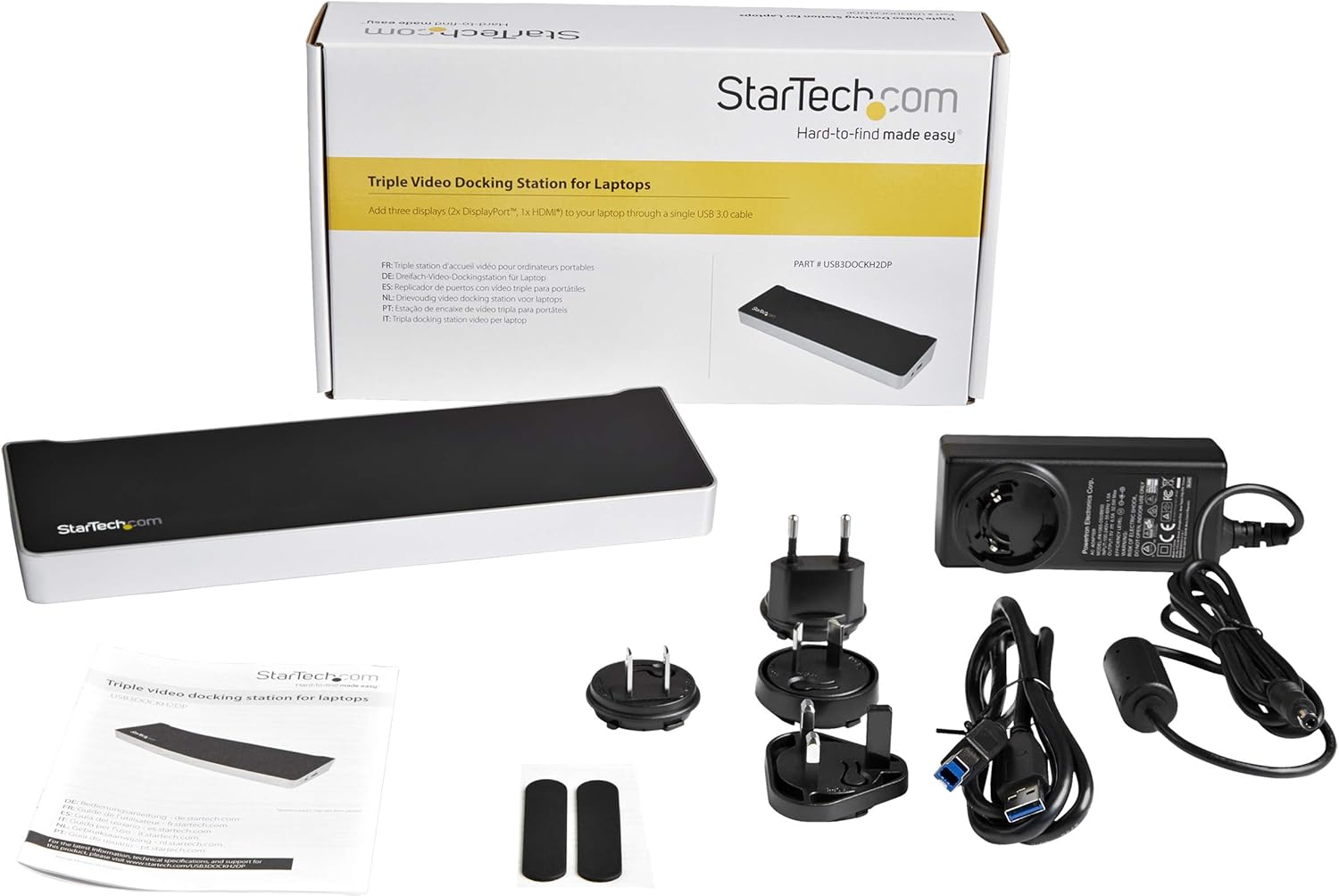 StarTech.com Triple Monitor USB 3.0 Docking Station, 2x 4K DisplayPort & HDMI, USB Type A Universal Laptop Dock, Windows/Mac