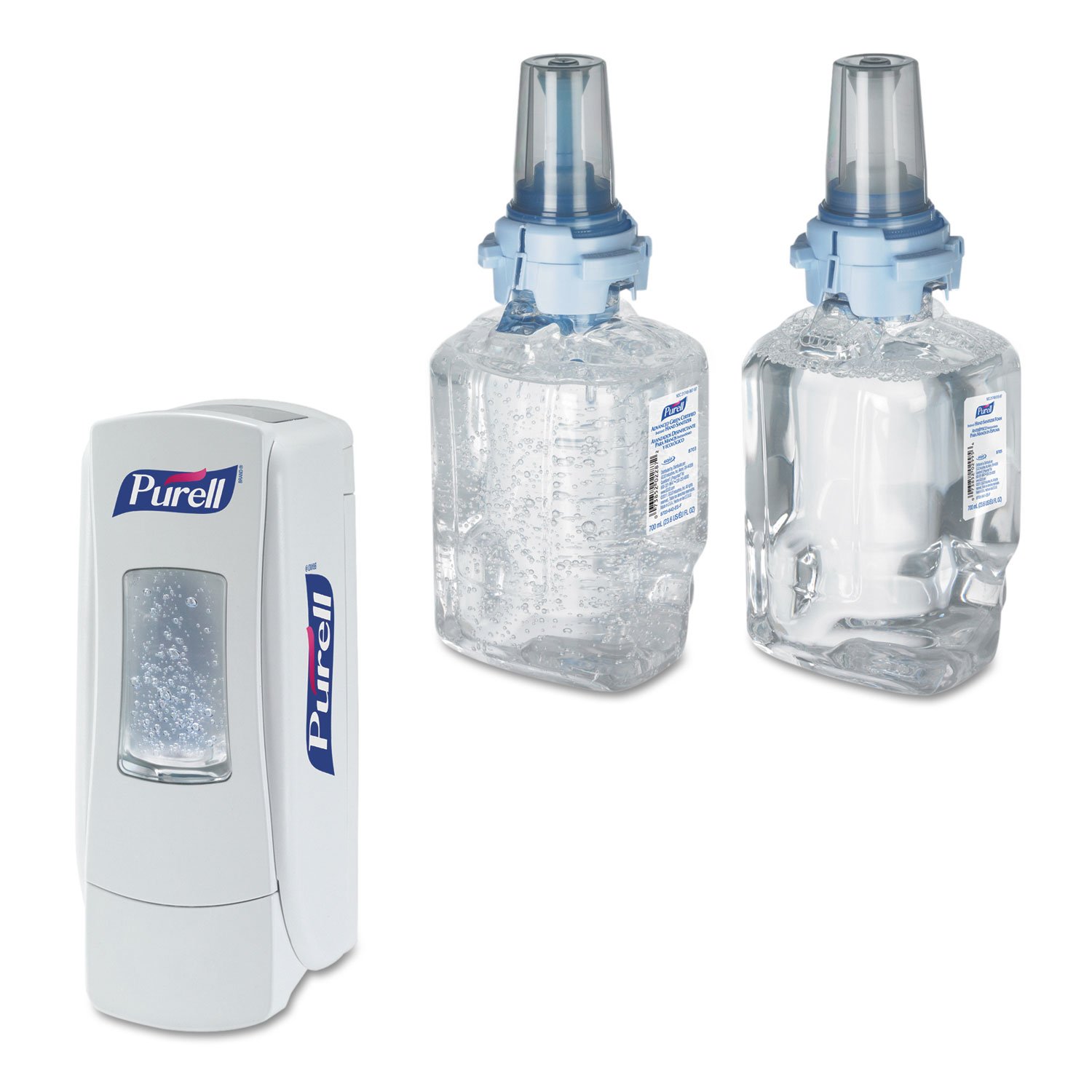 PURELL ADX-7 Push-Style Hand Sanitizer Dispenser, White, for 700 mL PURELL ADX-7 Hand Sanitizer Refills (Pack of 1)
