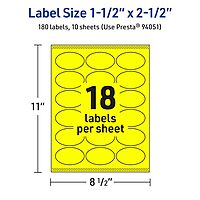 Avery Printable Oval Labels, Sure Feed Technology, 1-1/2" x 2-1/2", Neon Yellow, Laser/Inkjet Printable