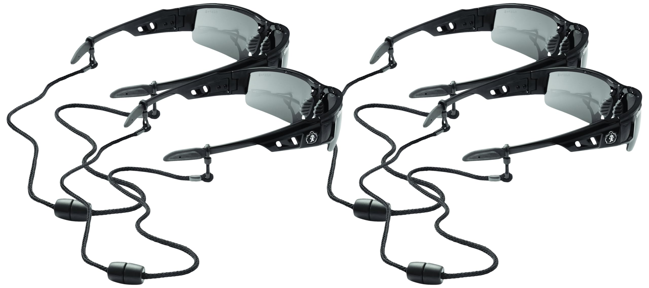 Ergodyne Skullerz 3251 Rope Slip-Fit EyeWear Lanyard, Black (Pack of 4)