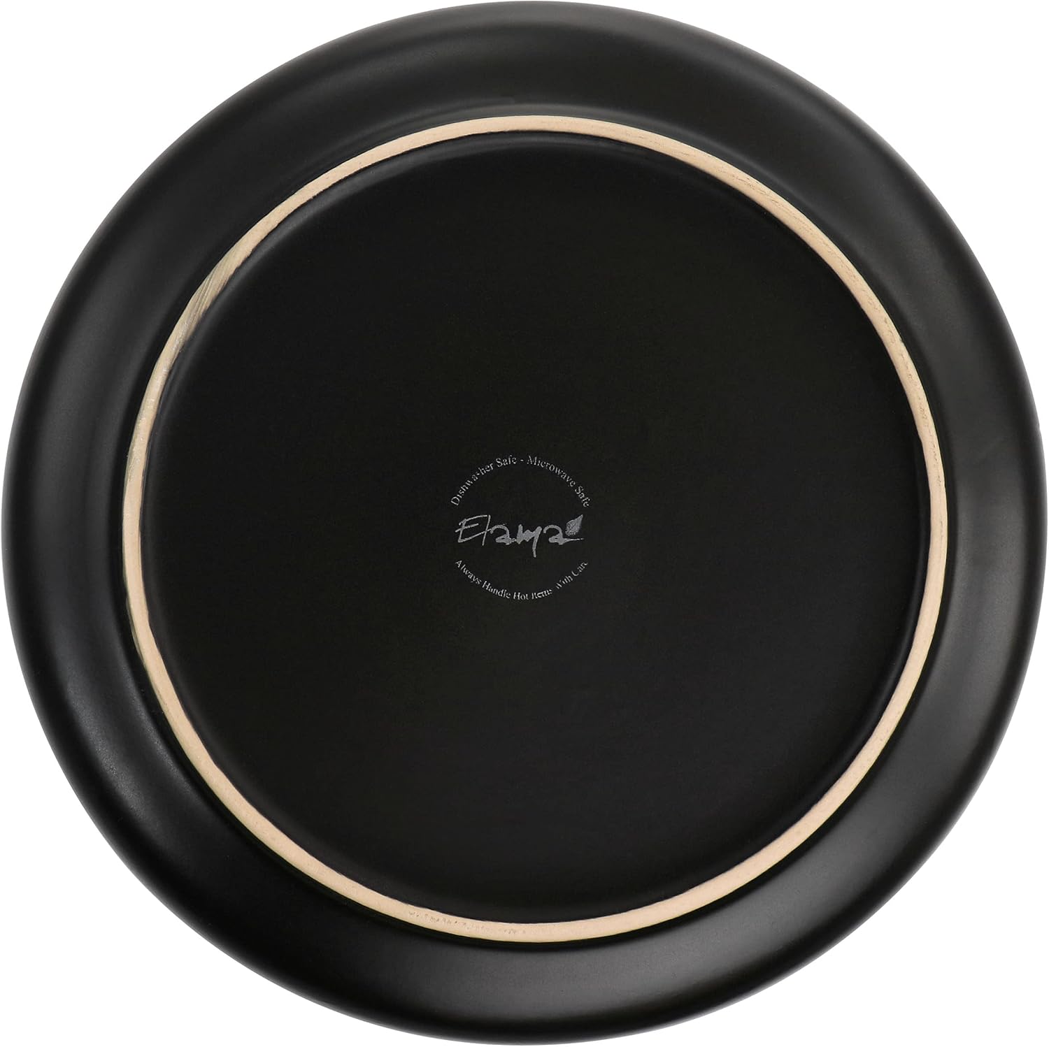 ELAMA Round Stoneware Dinner Plate Set with Gold Rim