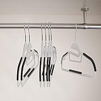 Elama Home 50 Piece Non Slip Hanger with U-Slide in White and Black