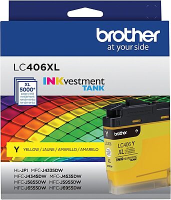 Brother LC406XL INKvestment Yellow High-Yield Ink Tank, LC406XLY
