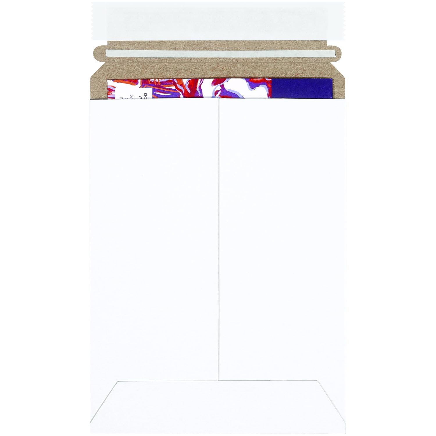 Aviditi 6 x 8" Stayflats Brand Rigid Flat Mailers, White (Pack of 100) Photo Document Mailers, Peel & Seal Closure