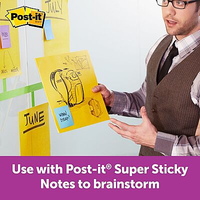Post-it Super Sticky Big Notes, 11 in x 11 in, 1 Pad, 2X The Sticking Power, Yellow, Recyclable (BN11)