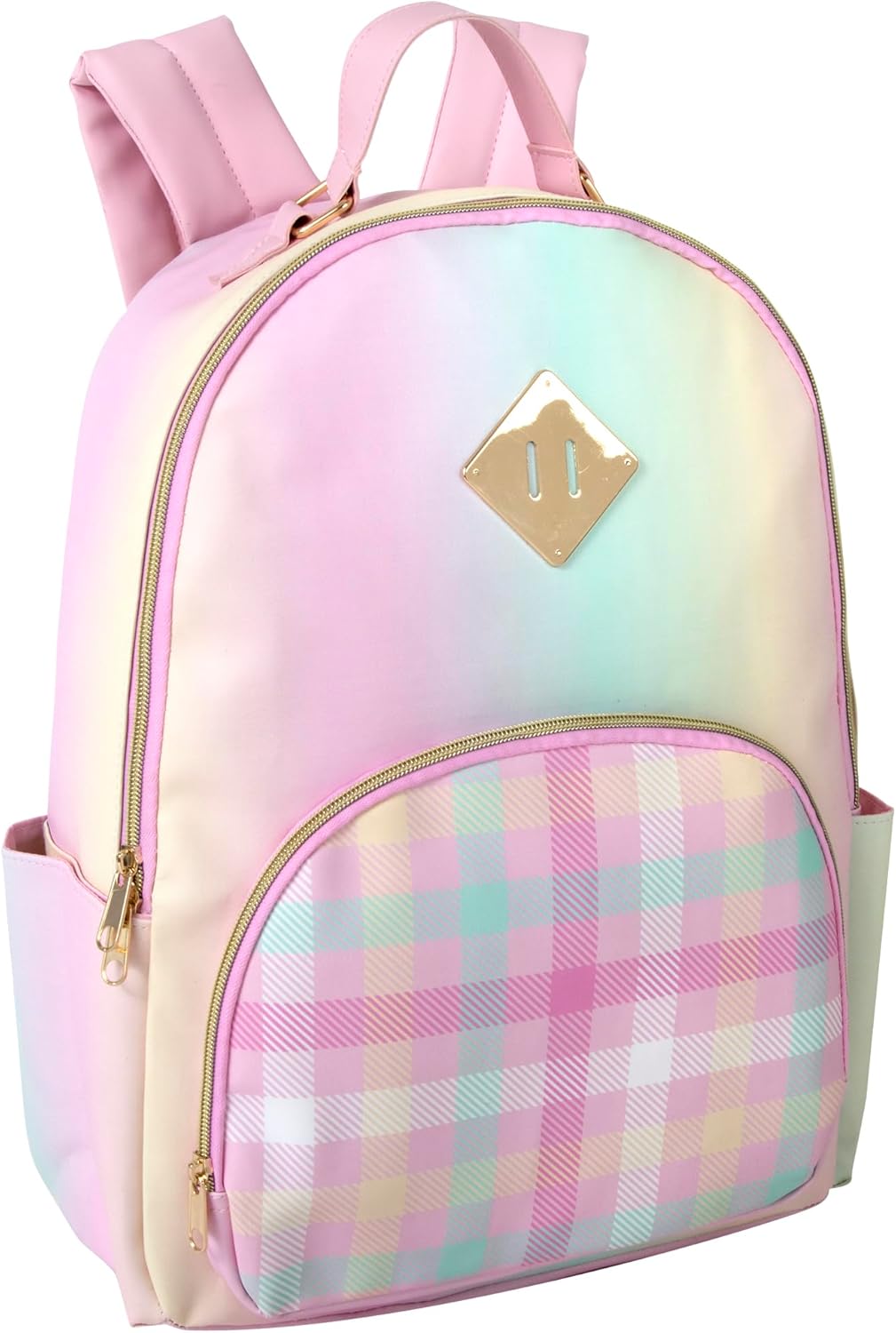Emma & Chloe Pastel Waterproof Vinyl Backpack for Traveling and Commuting (Ombre Stripes)