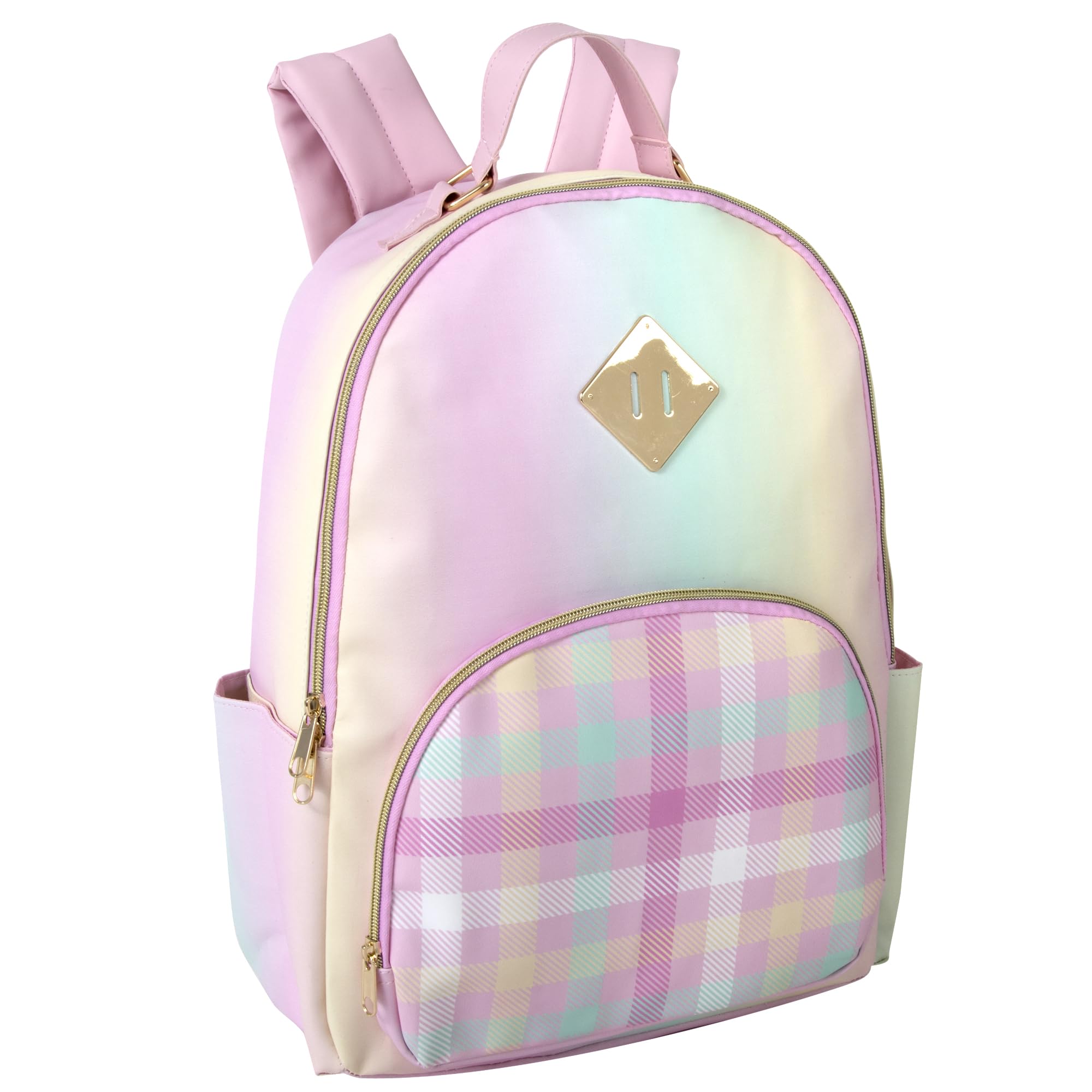 Emma & Chloe Pastel Waterproof Vinyl Backpack for Traveling and Commuting (Ombre Stripes)