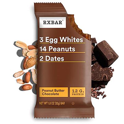 RXBAR Protein Bars, Protein Snack, Snack Bars, Peanut Butter Chocolate, 22oz Box (12 Bars) 12 Count (Pack of 1)
