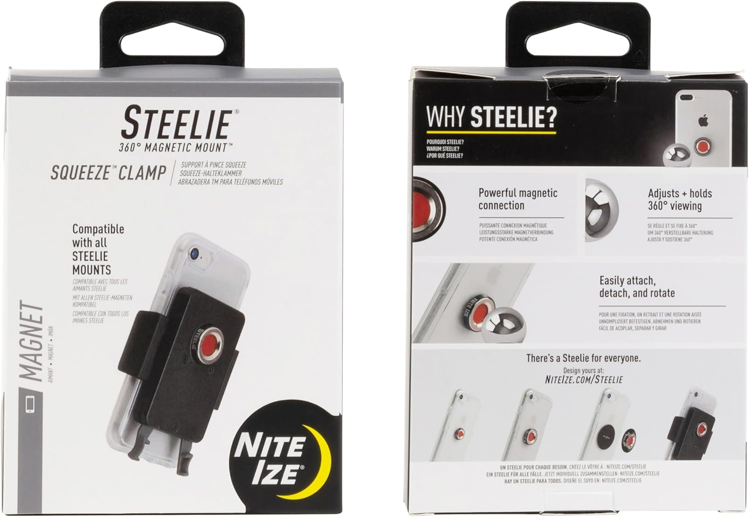 Nite Ize Steelie Squeeze Clamp - Magnetic Cell Phone Holder for Dashboards