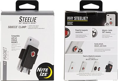 Nite Ize Steelie Squeeze Clamp - Magnetic Cell Phone Holder for Dashboards