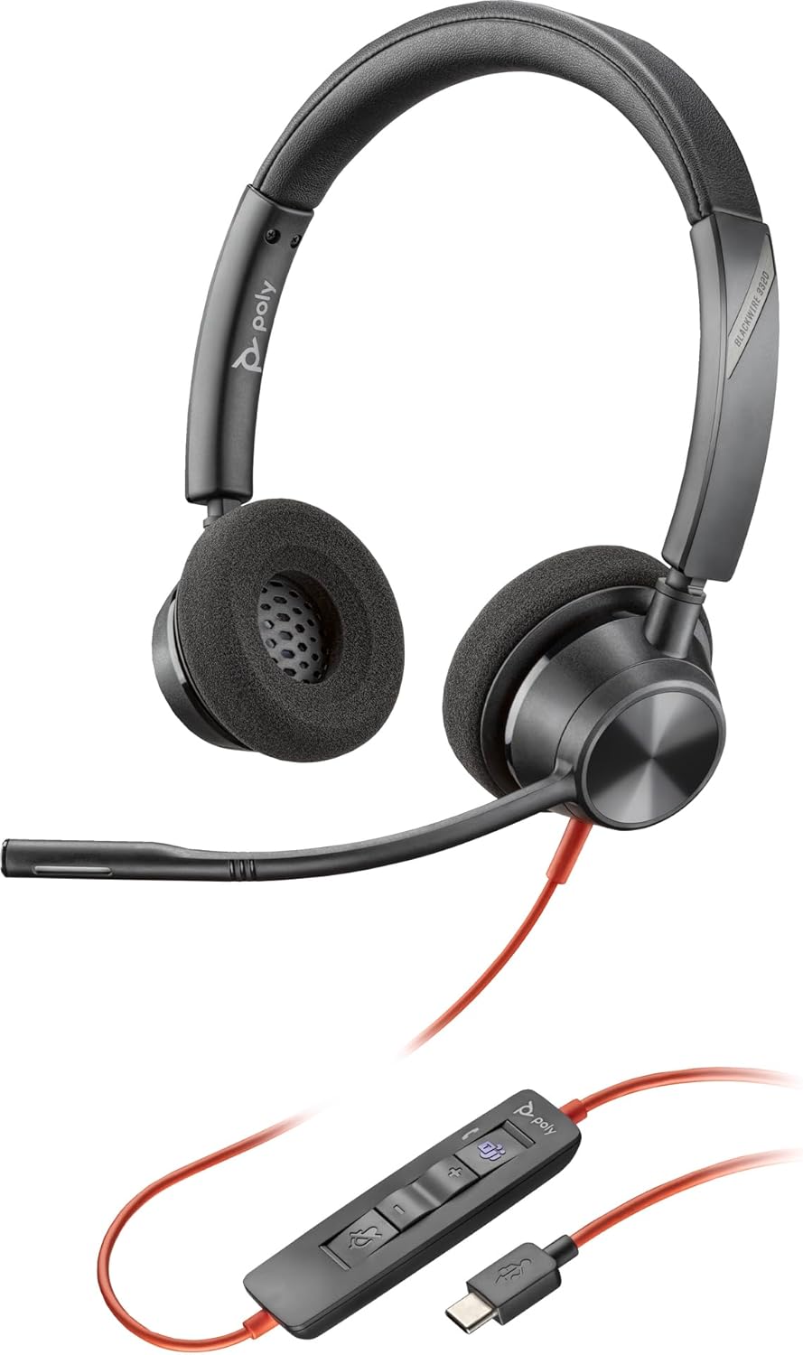 Poly Blackwire 3320 Stereo Microsoft Teams Certified USB-C Headset + USB-C/A Adapter - Stereo - USB Type C, Min - 8X220AA