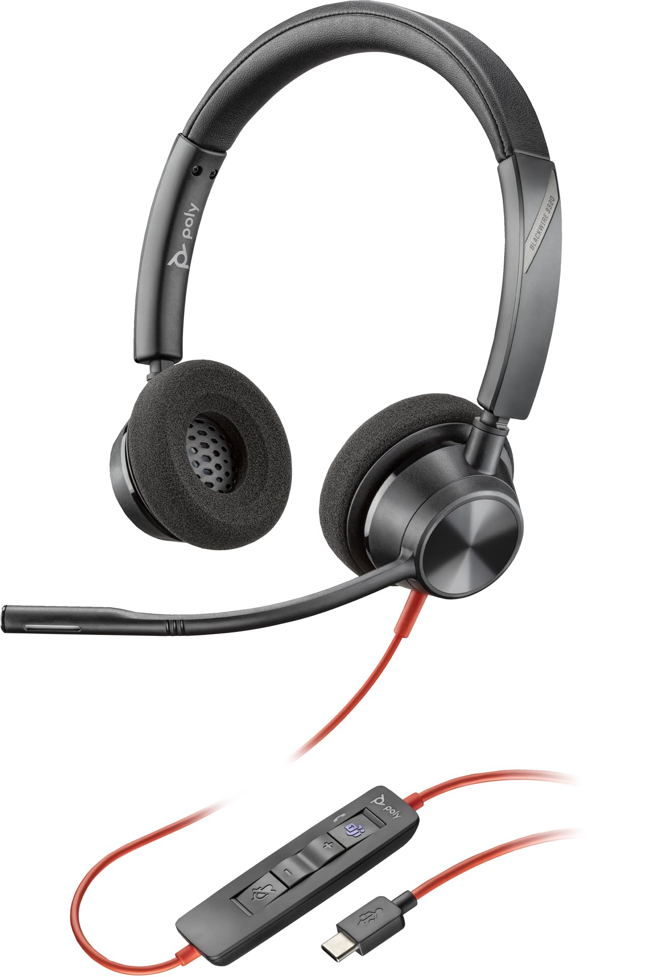 Poly Blackwire 3320 Stereo Microsoft Teams Certified USB-C Headset + USB-C/A Adapter - Stereo - USB Type C, Min - 8X220AA