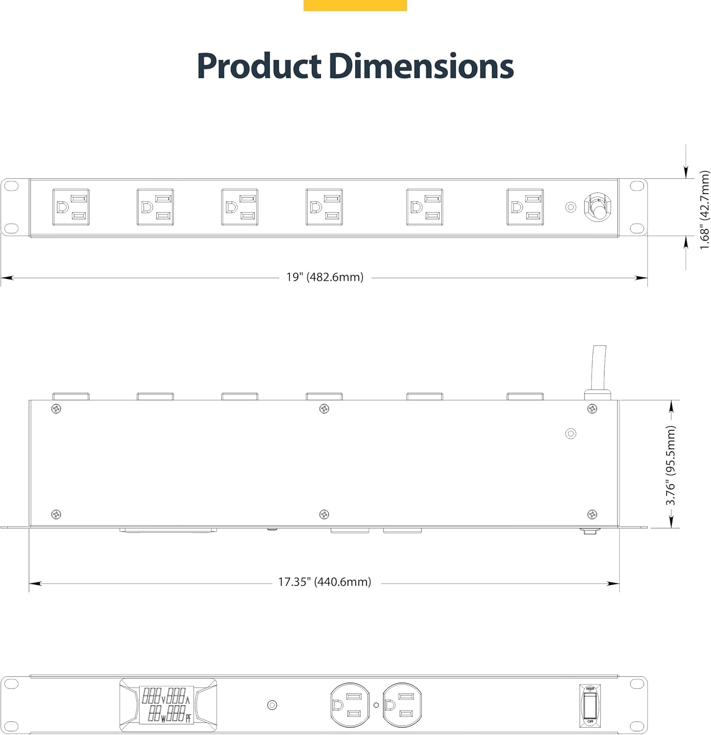 StarTech.com 1U Horizontal Rack Mount Metered PDU Server Power Strip with Surge Protector