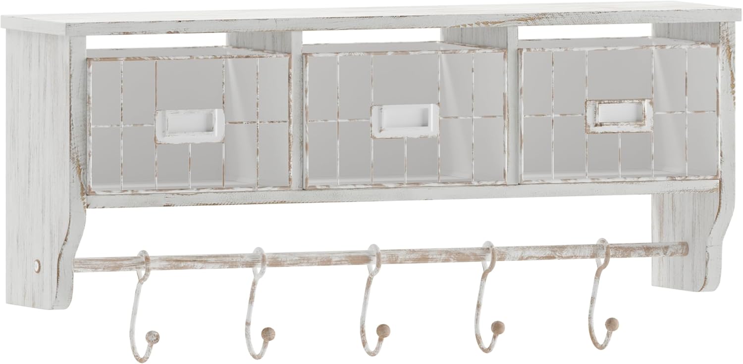 Flash Furniture Daly Wall Mounted Solid Pine Storage Rack