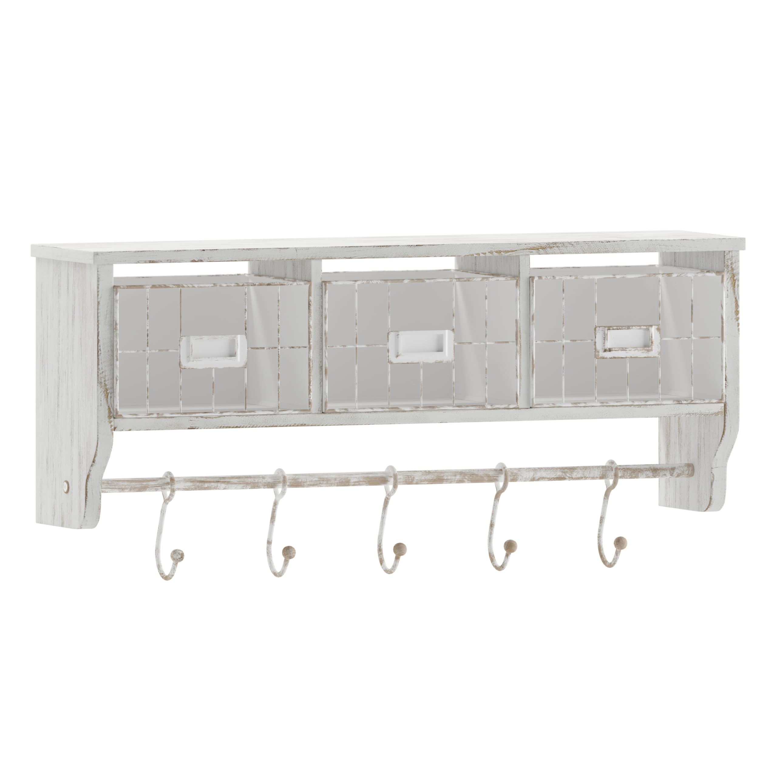 Flash Furniture Daly Wall Mounted Solid Pine Storage Rack