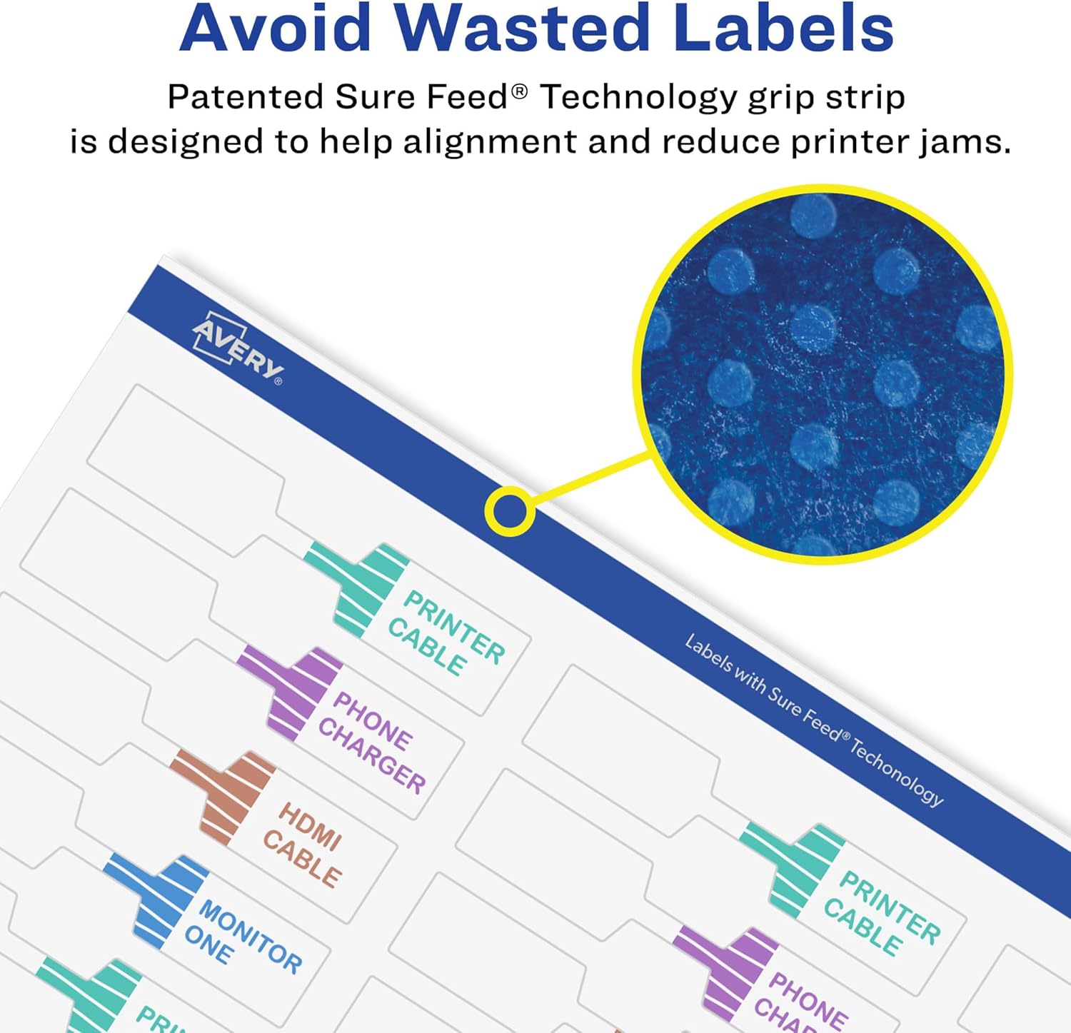 Avery Glossy Clear Barbell Labels, Sure Feed Technology, 0.5" x 2.5"