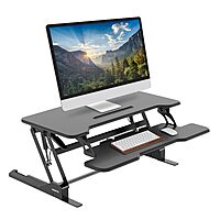 Mount-It! 38in Wide Height Adjustable Standing Desk Converter with Keyboard Tray