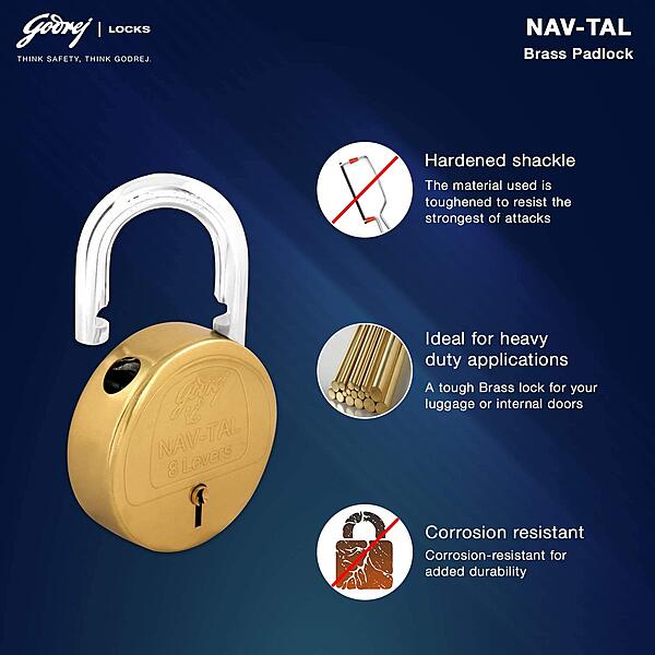 Godrej Nav-Tal 8 Lever Hardened (3 keys) / Brass / 3282