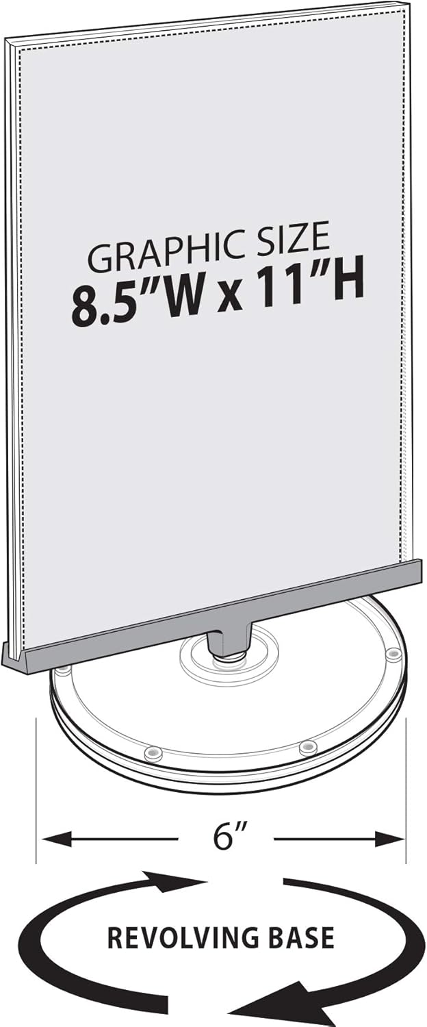 Azar Displays Revolving Sign Holder Acrylic Vertical Two Sided Revolving Acrylic Sign Holder: 8.5 in. W x 11 in.H, 2-Pack