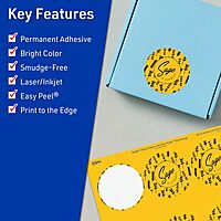 Avery Printable Round Labels, Sure Feed Technology, 2-3/4" Diameter, Bright Yellow Labels, Print-to-The-Edge
