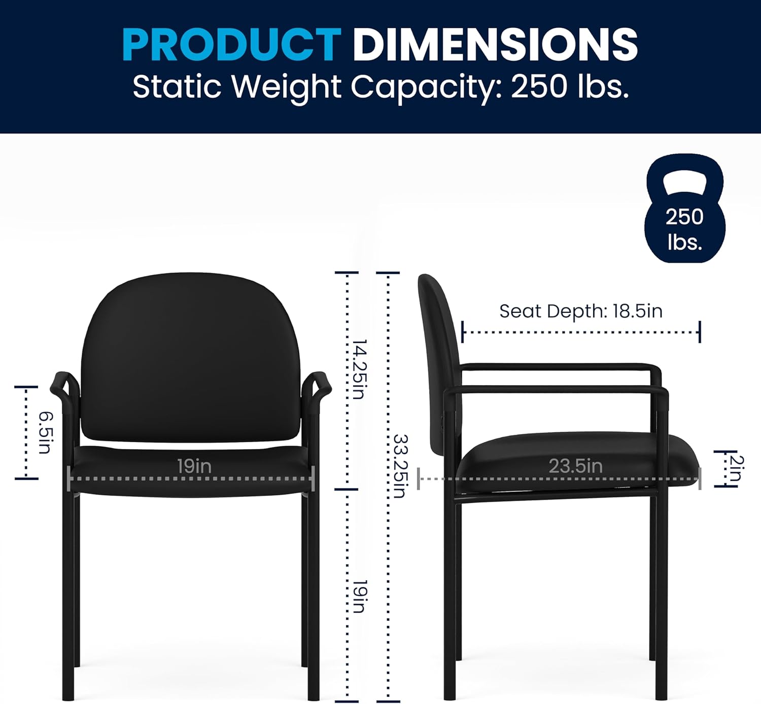 Flash Furniture Tiffany Side Reception Chair with Arms, Stackable Steel Frame