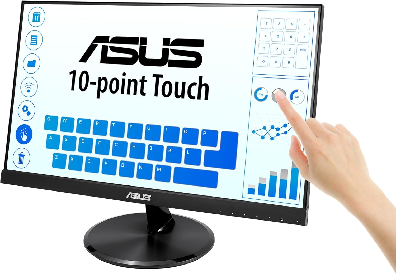 ASUS VT229H 21.5" Monitor 1080P IPS 10-Point Touch Eye Care with HDMI VGA, Black 21.5" IPS 10-Point Touch Screen