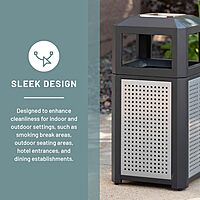 Safco Evos Steel Trash Can, Indoor and Outdoor Use