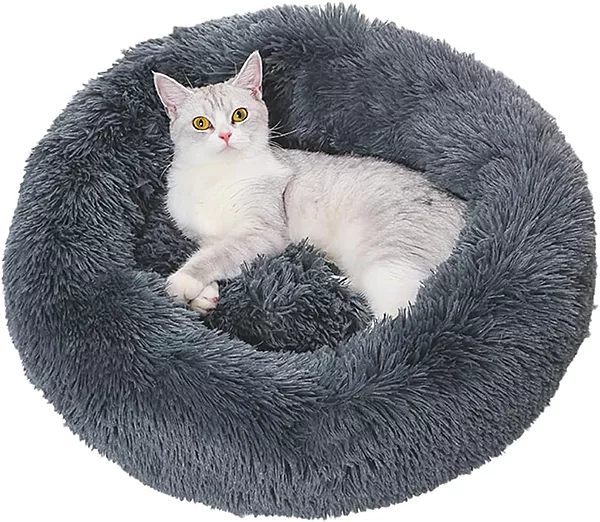 Calming Donut Pet Bed – Anti-Anxiety Plush Round Cushion