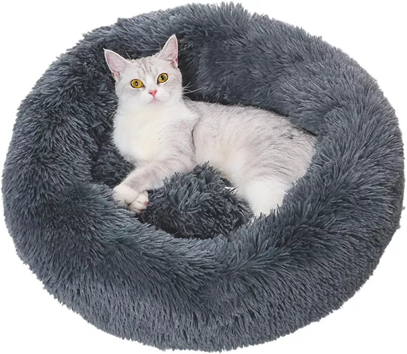 Calming Donut Pet Bed – Anti-Anxiety Plush Round Cushion