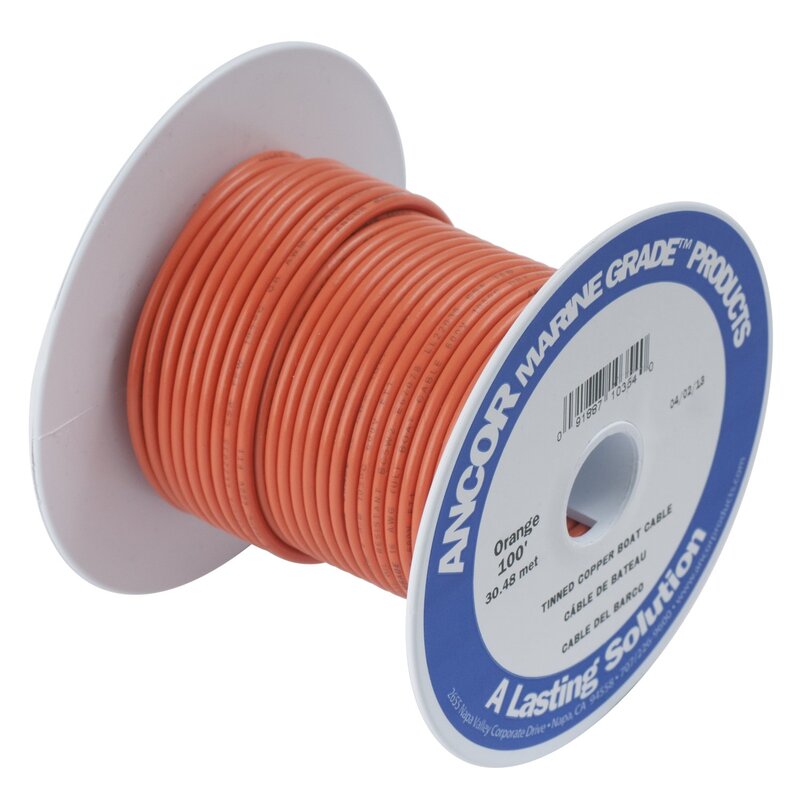 Ancor 106510 Marine Grade Electrical Primary Tinned Copper Boat Wiring (12-Gauge, Orange, 100-Feet)