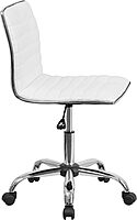 Flash Furniture Alan Low-Back Ribbed Upholstered Vinyl Swivel Desk Chair with Padded Seat